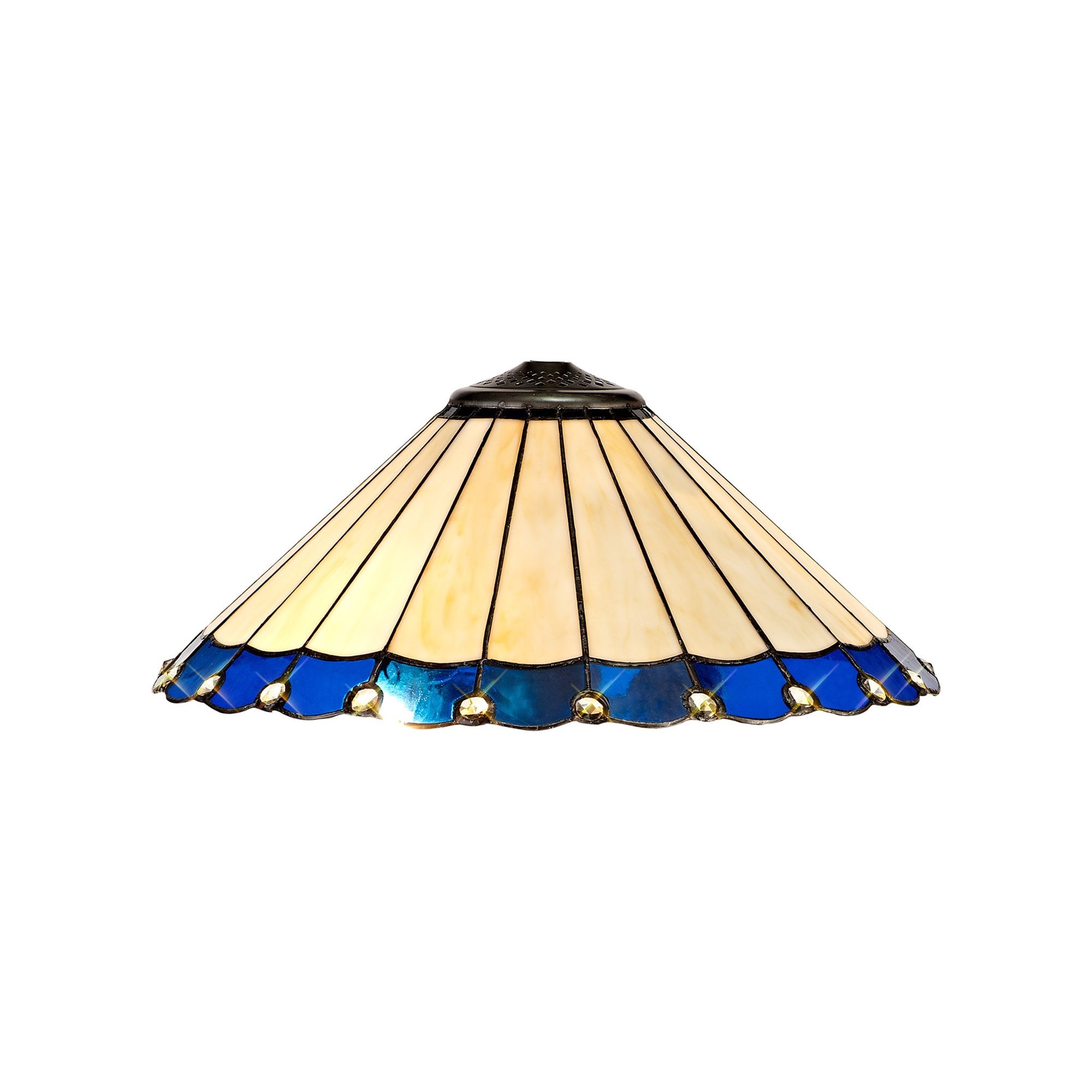 NL72509 Umbrian Tiffany 40cm Shade Only Suitable For Pendant/Ceiling/Table Lamp Blue/Cream/Crystal