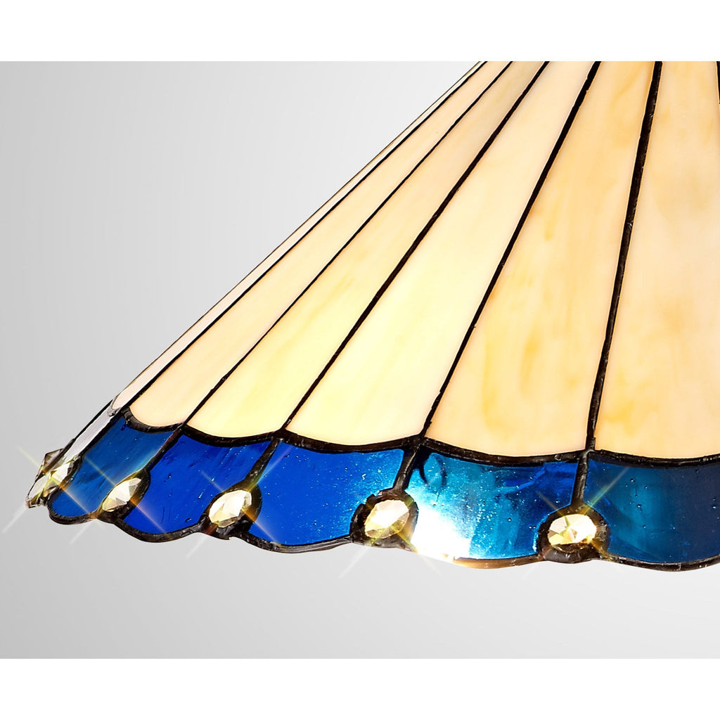 NL72509 Umbrian Tiffany 40cm Shade Only Suitable For Pendant/Ceiling/Table Lamp Blue/Cream/Crystal