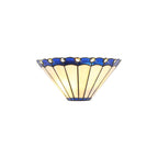 NL72519 Umbrian Tiffany Wall Lamp 2 Light Blue/Cream/Crystal