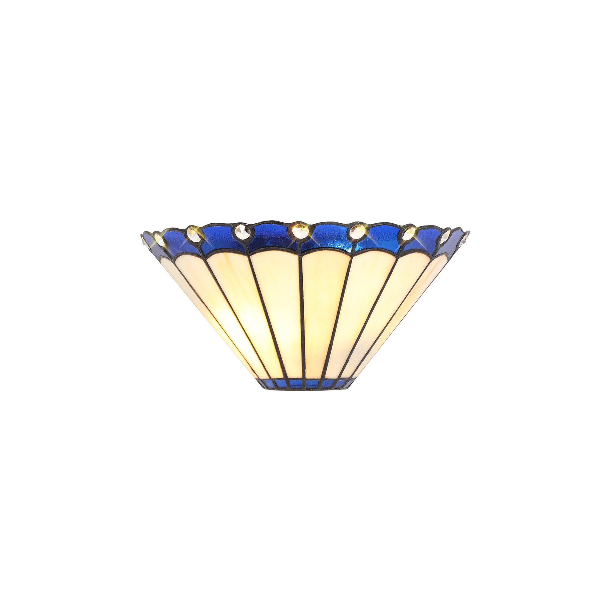 NL72519 Umbrian Tiffany Wall Lamp 2 Light Blue/Cream/Crystal