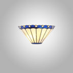 NL72519 Umbrian Tiffany Wall Lamp 2 Light Blue/Cream/Crystal