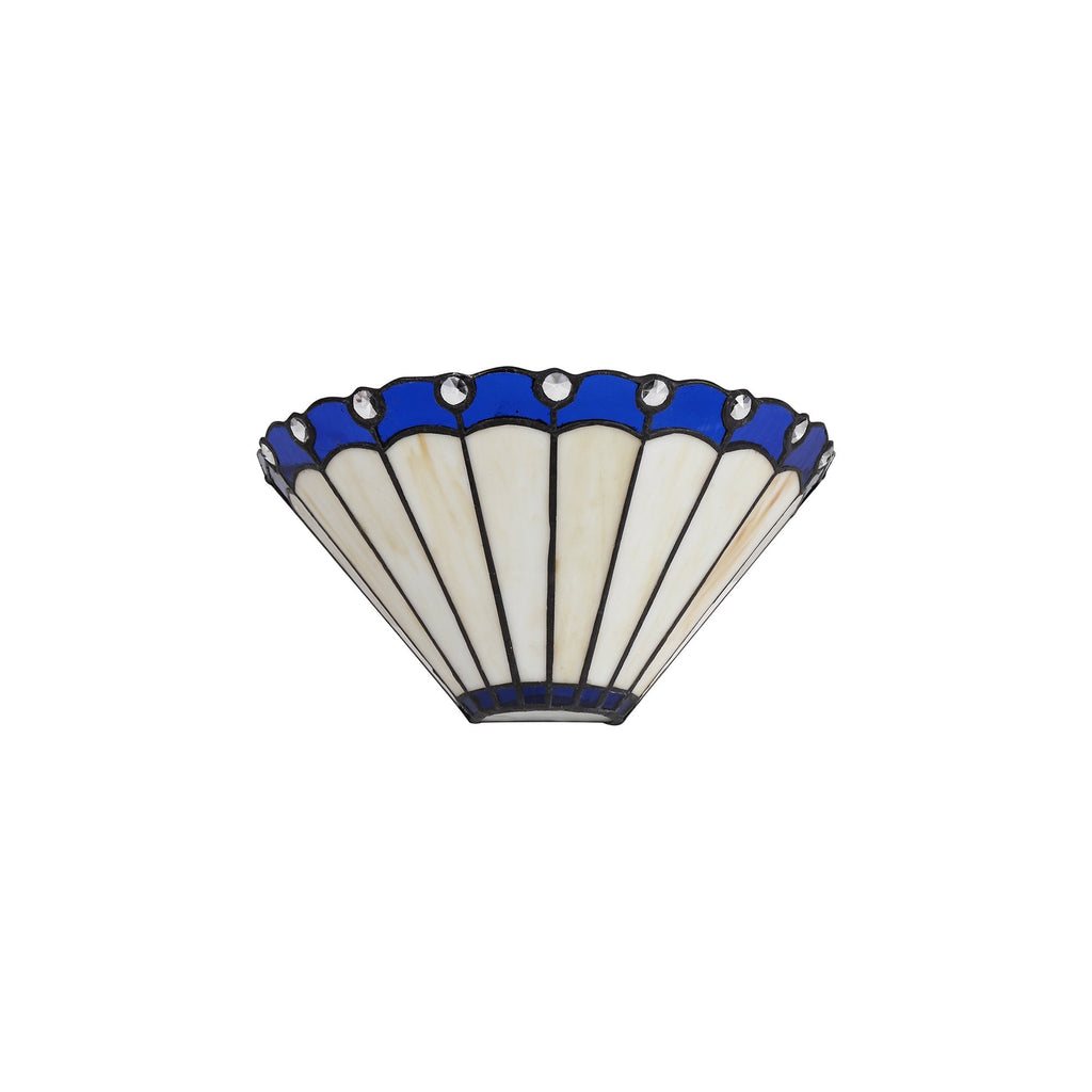 NL72519 Umbrian Tiffany Wall Lamp 2 Light Blue/Cream/Crystal