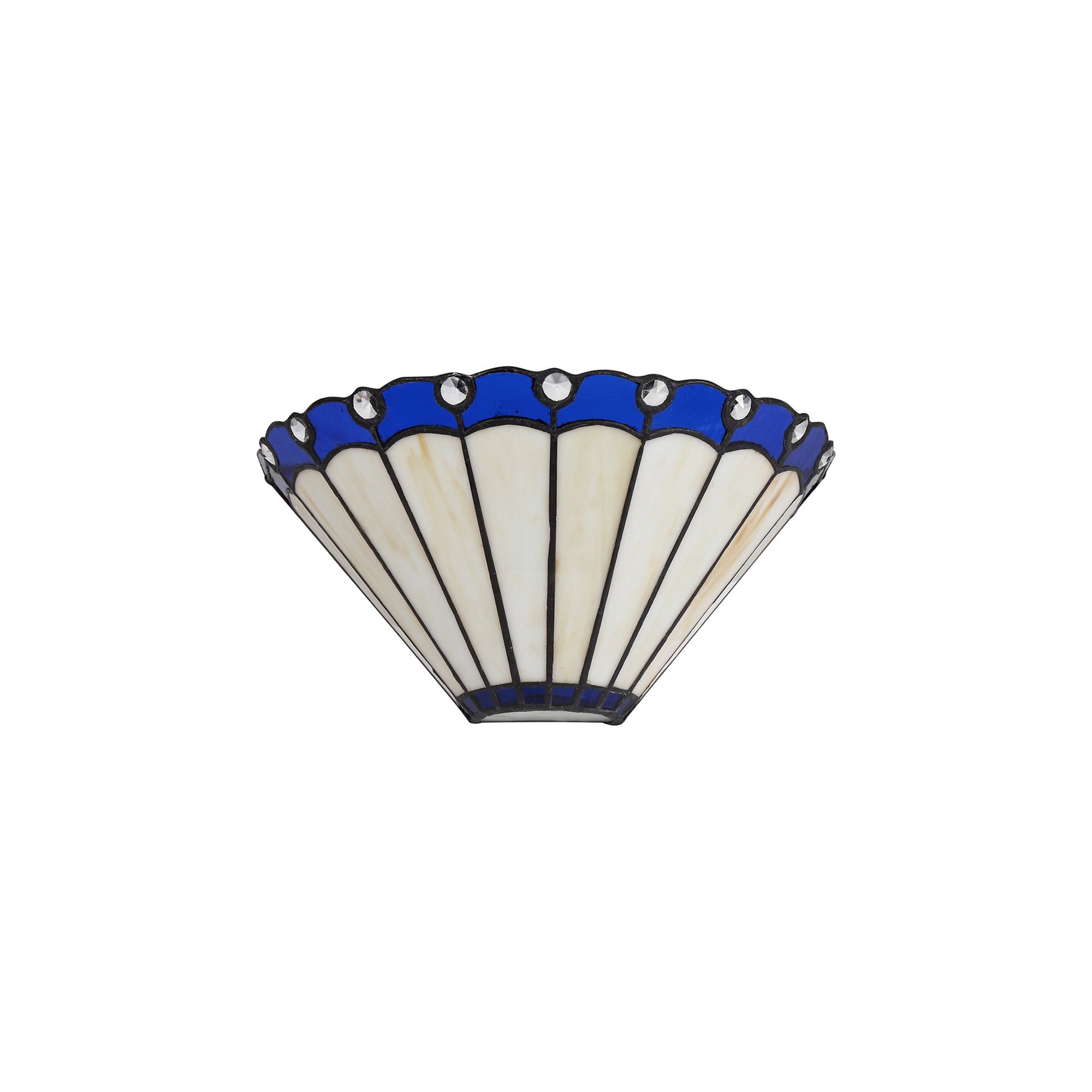 NL72519 Umbrian Tiffany Wall Lamp 2 Light Blue/Cream/Crystal