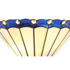 NL72519 Umbrian Tiffany Wall Lamp 2 Light Blue/Cream/Crystal