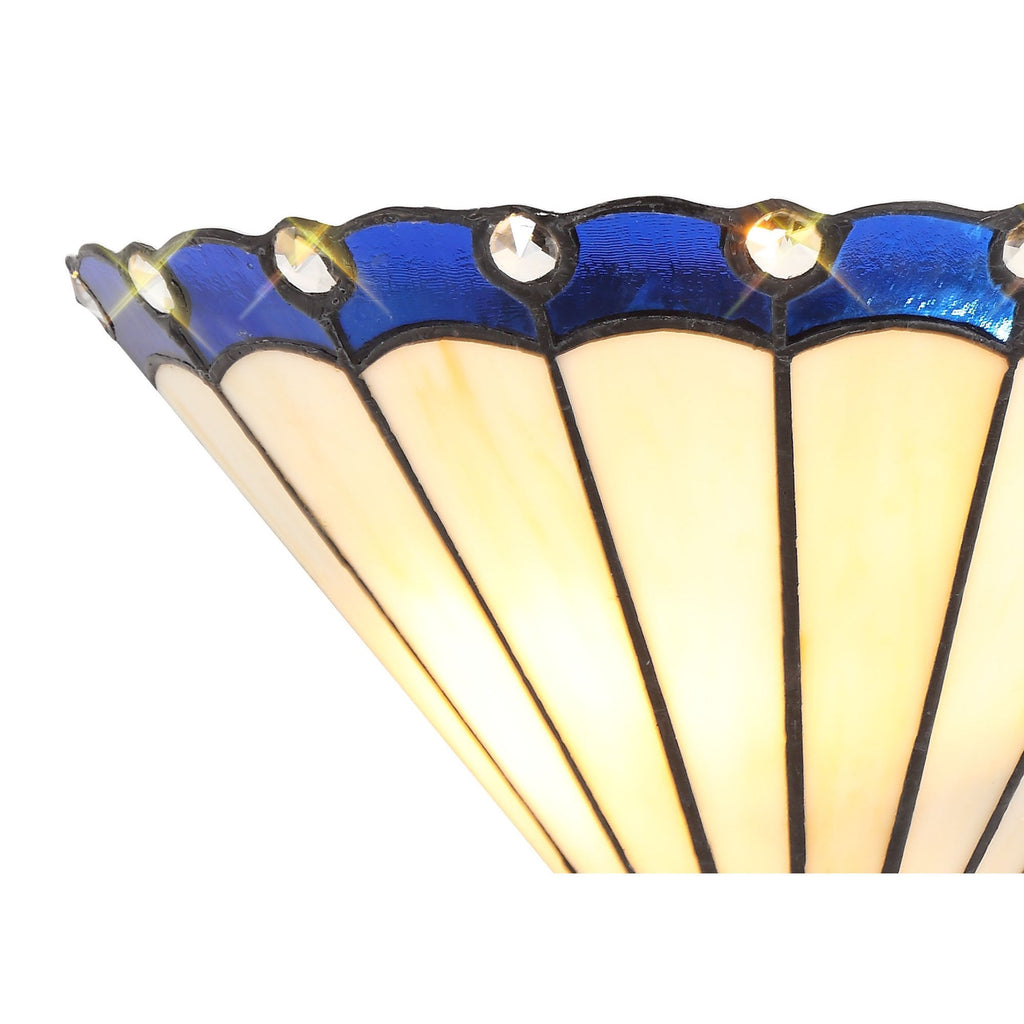 NL72519 Umbrian Tiffany Wall Lamp 2 Light Blue/Cream/Crystal