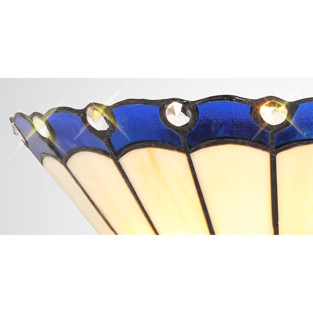 NL72519 Umbrian Tiffany Wall Lamp 2 Light Blue/Cream/Crystal