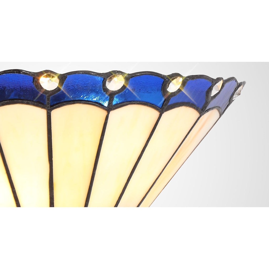 NL72519 Umbrian Tiffany Wall Lamp 2 Light Blue/Cream/Crystal