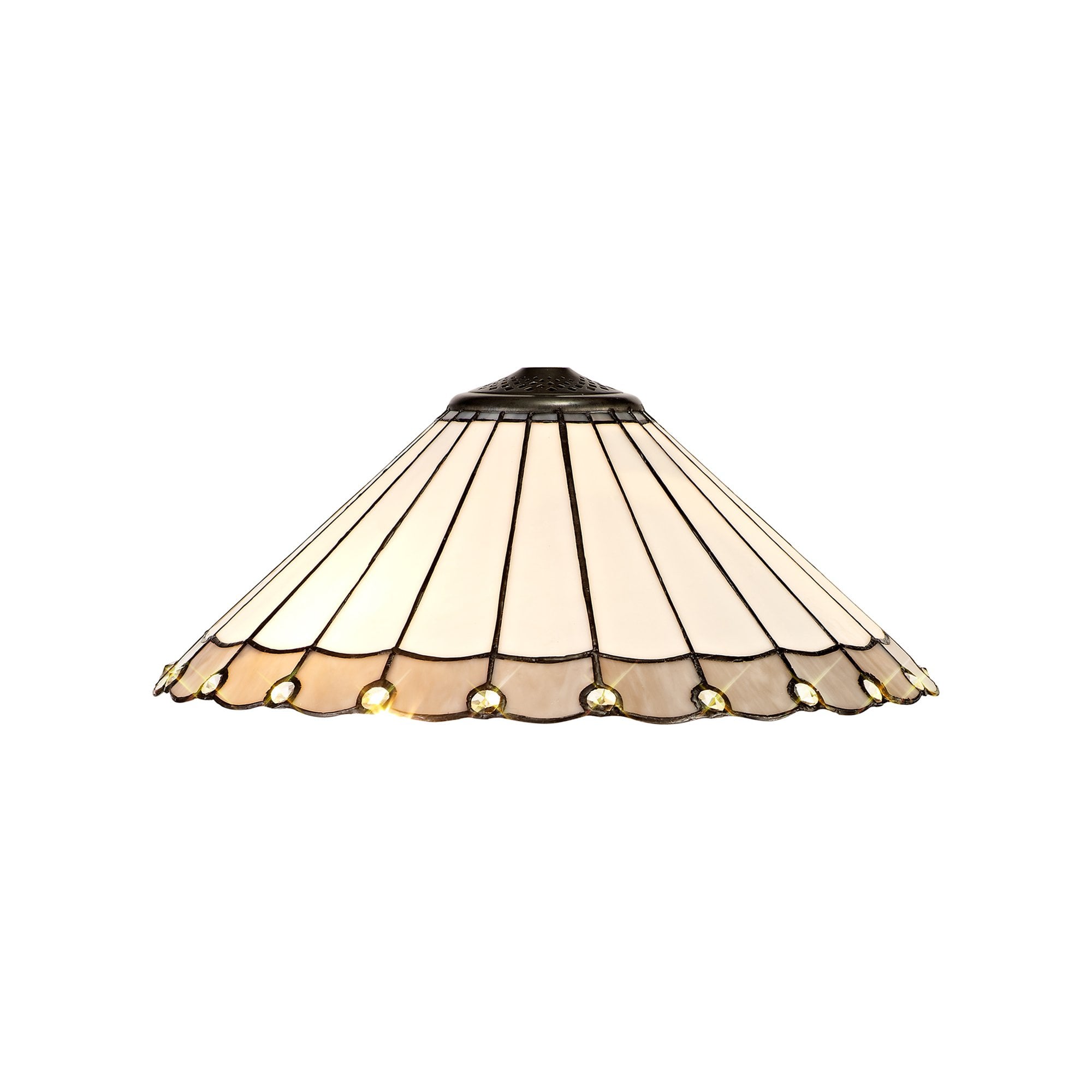 NL72539 Umbrian Tiffany 40cm Shade Only Suitable For Pendant/Ceiling/Table Lamp Grey/Cream/Crystal