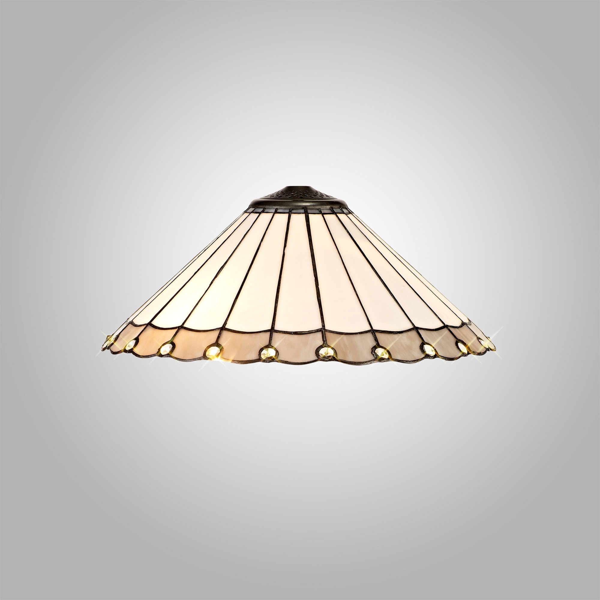 NL72539 Umbrian Tiffany 40cm Shade Only Suitable For Pendant/Ceiling/Table Lamp Grey/Cream/Crystal