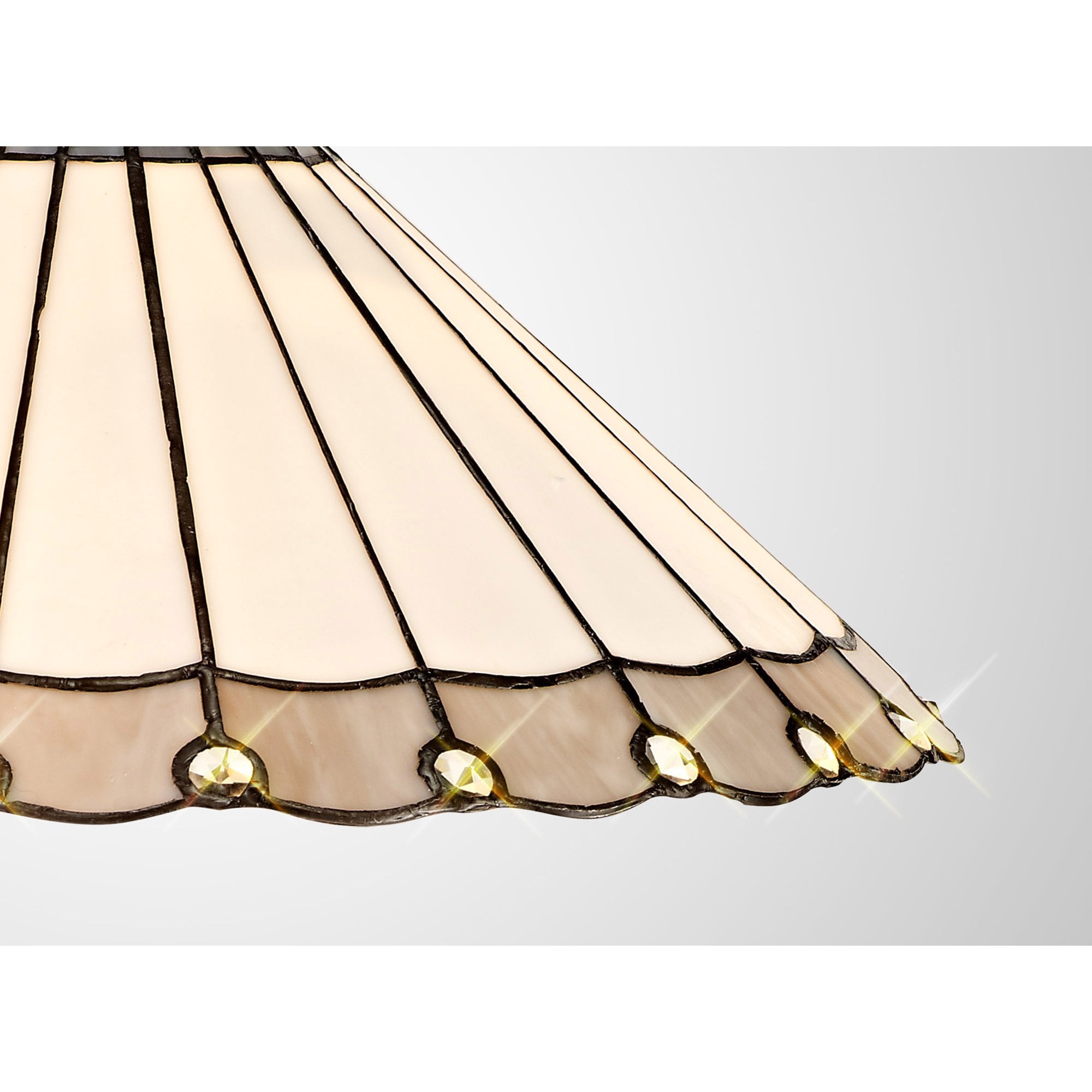 NL72539 Umbrian Tiffany 40cm Shade Only Suitable For Pendant/Ceiling/Table Lamp Grey/Cream/Crystal