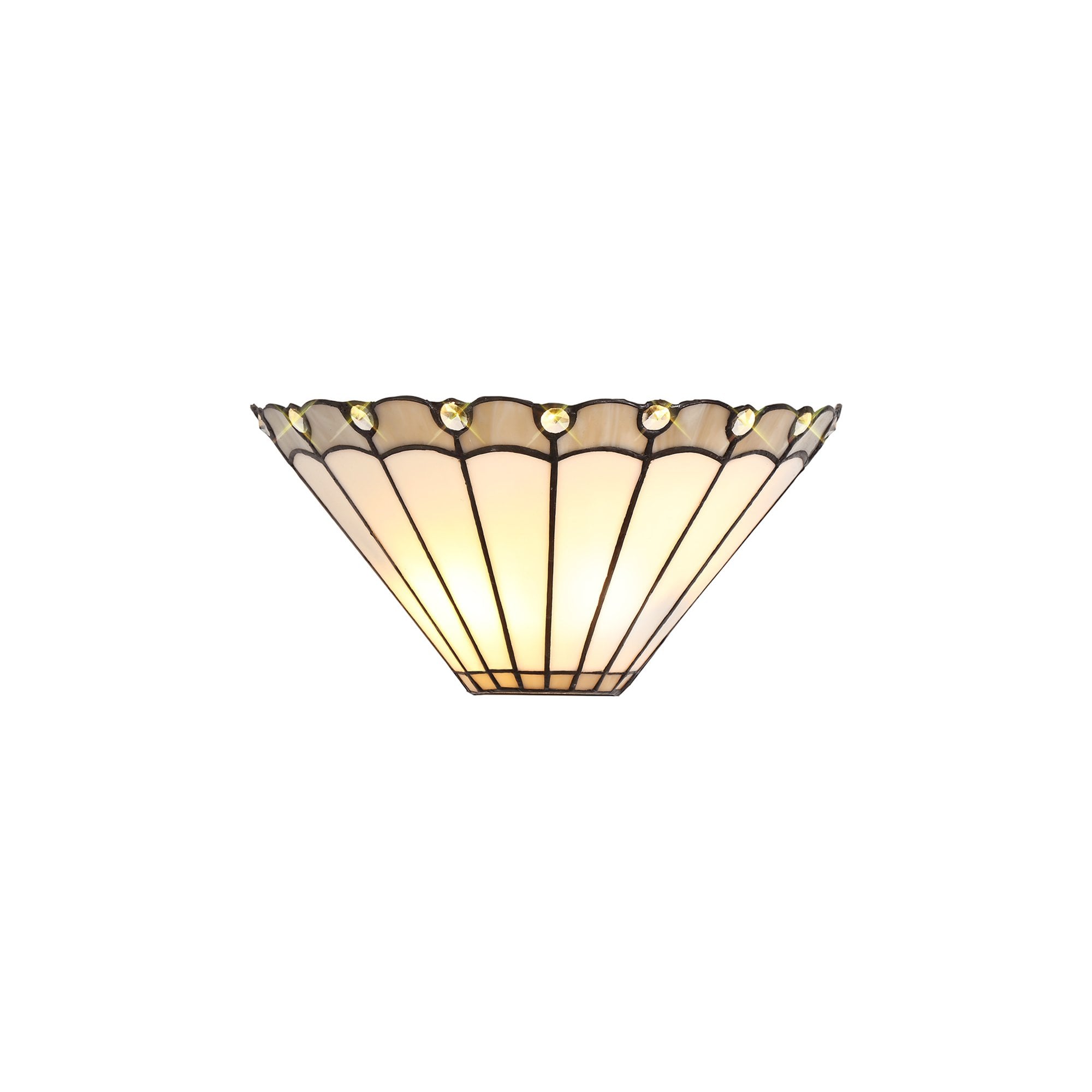 NL72549 Umbrian Tiffany Wall Lamp 2 Light Grey/Cream/Crystal
