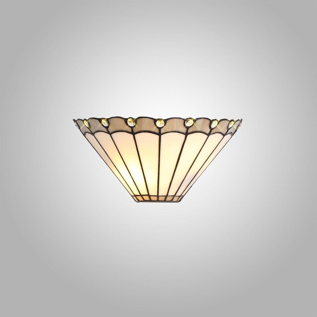 NL72549 Umbrian Tiffany Wall Lamp 2 Light Grey/Cream/Crystal