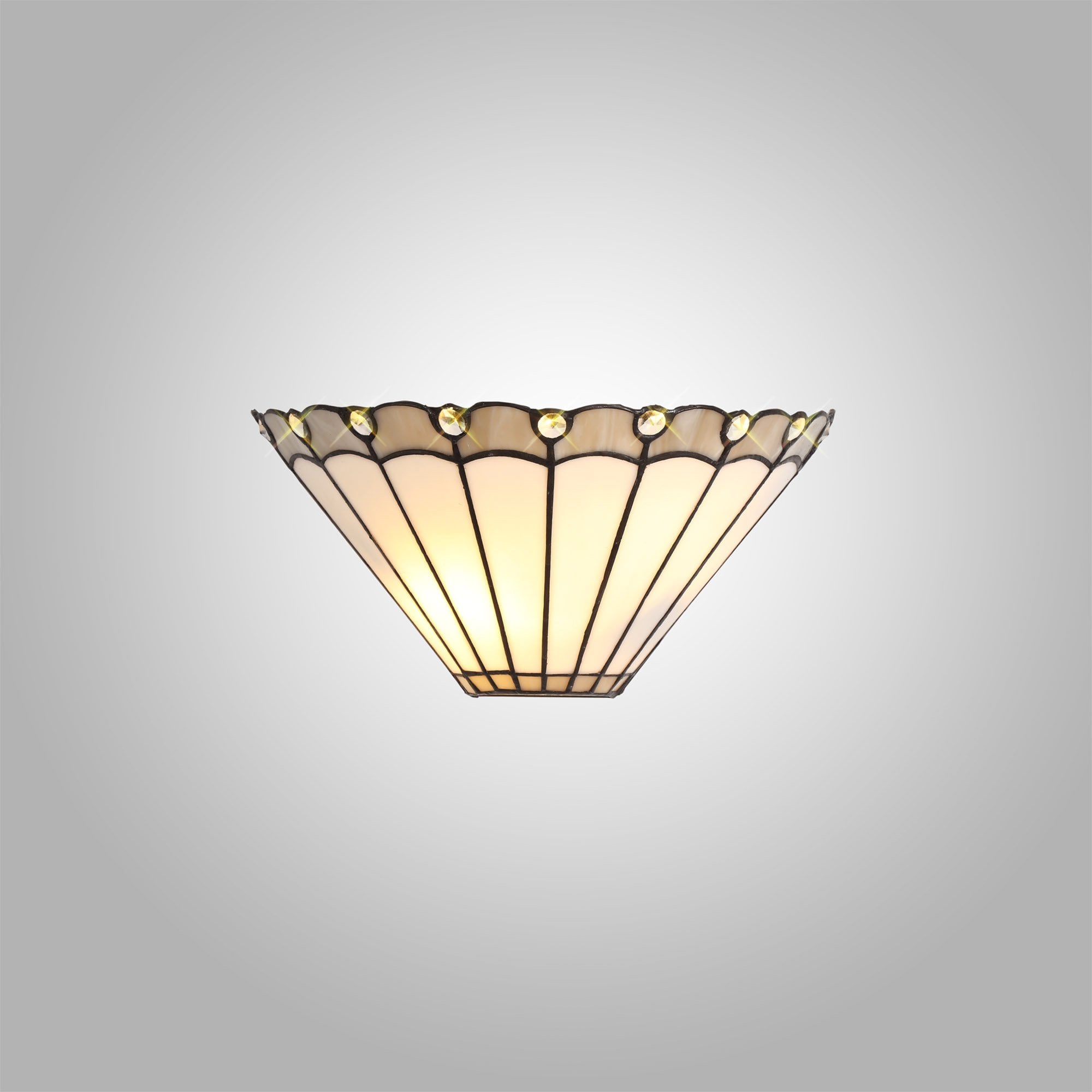 NL72549 Umbrian Tiffany Wall Lamp 2 Light Grey/Cream/Crystal