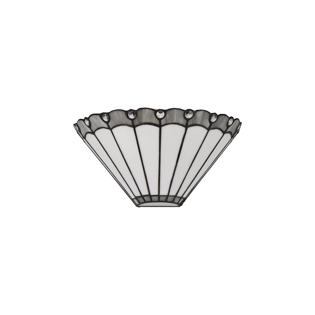 NL72549 Umbrian Tiffany Wall Lamp 2 Light Grey/Cream/Crystal