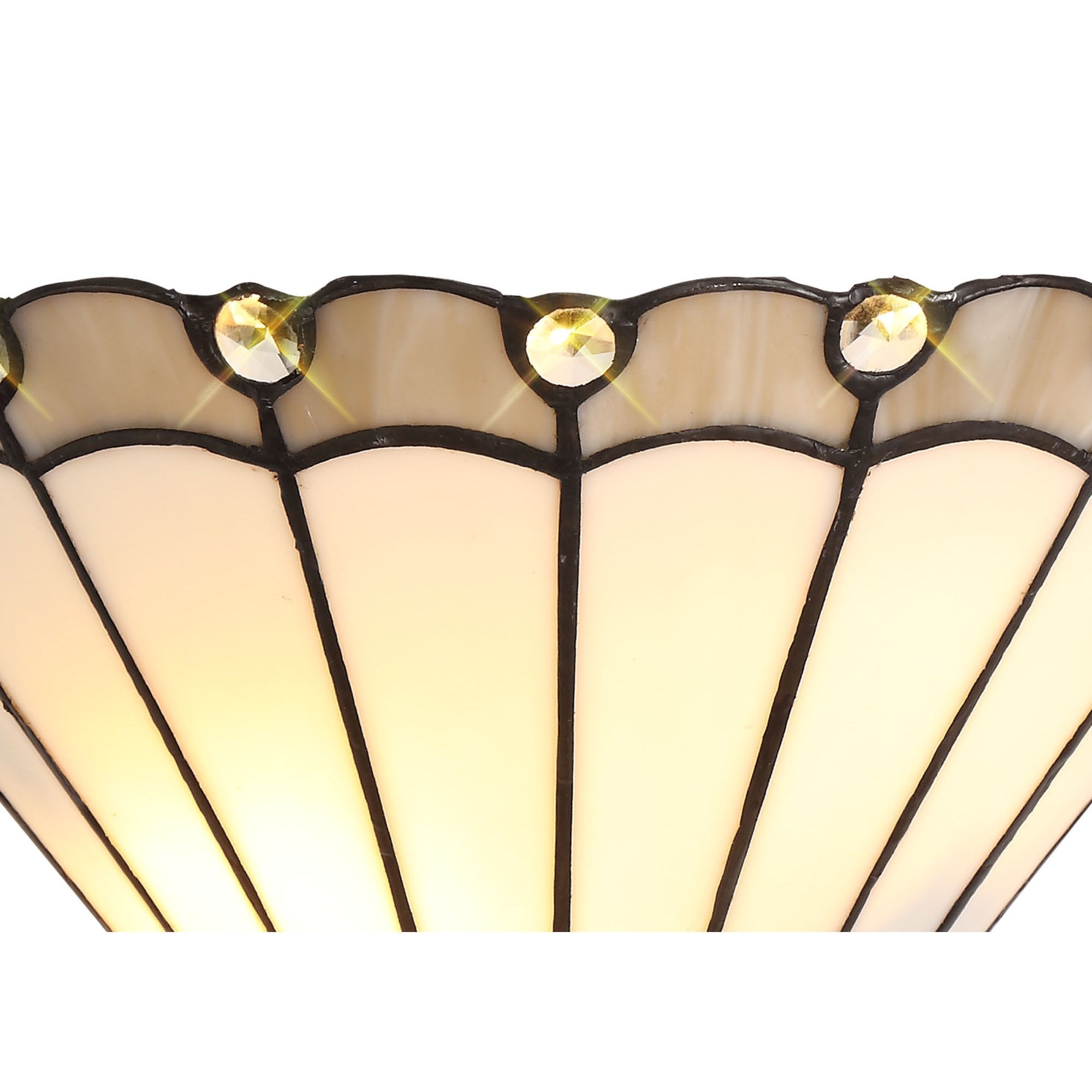 NL72549 Umbrian Tiffany Wall Lamp 2 Light Grey/Cream/Crystal