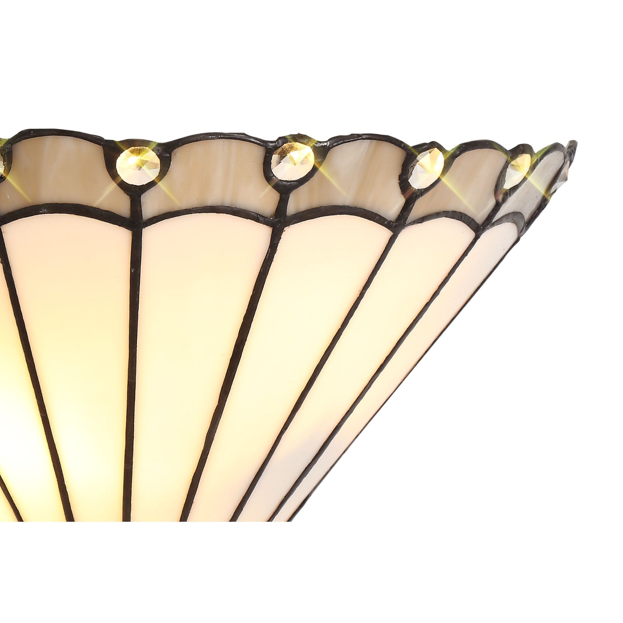 NL72549 Umbrian Tiffany Wall Lamp 2 Light Grey/Cream/Crystal