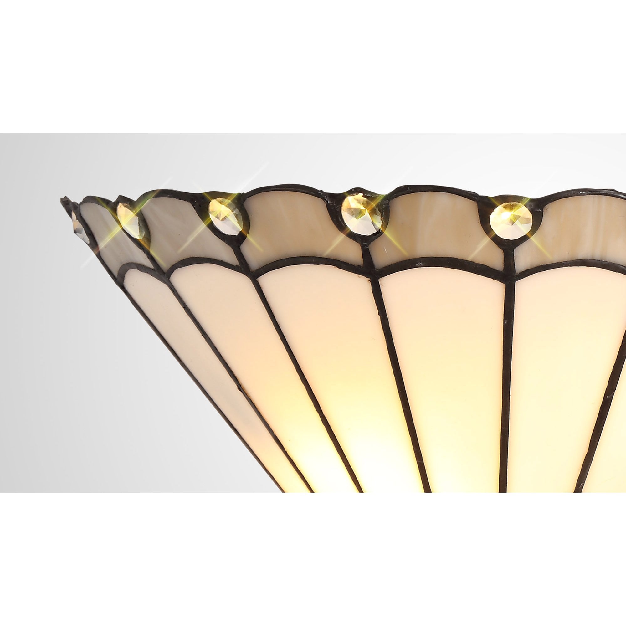 NL72549 Umbrian Tiffany Wall Lamp 2 Light Grey/Cream/Crystal