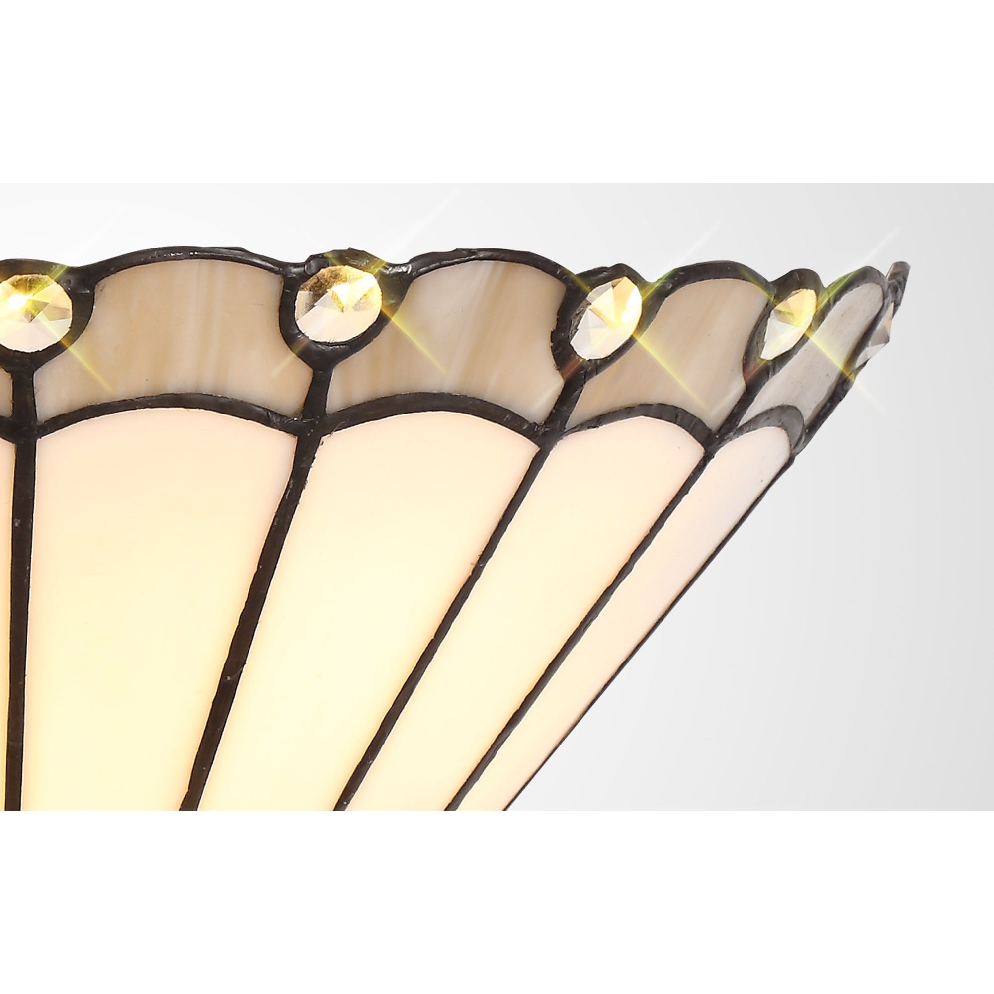NL72549 Umbrian Tiffany Wall Lamp 2 Light Grey/Cream/Crystal