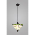 NLK02389 Umbrian 1 Light Up Lighter Pendant With 30cm Tiffany Shade Green/Chrome/Crystal/Black