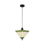 NLK02389 Umbrian 1 Light Up Lighter Pendant With 30cm Tiffany Shade Green/Chrome/Crystal/Black