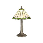 NLK02399 Umbrian 1 Light Tree Like Table Lamp With 30cm Tiffany Shade Green/Chrome/Crystal/Aged Antique Brass