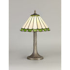 NLK02399 Umbrian 1 Light Tree Like Table Lamp With 30cm Tiffany Shade Green/Chrome/Crystal/Aged Antique Brass
