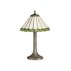 NLK02399 Umbrian 1 Light Tree Like Table Lamp With 30cm Tiffany Shade Green/Chrome/Crystal/Aged Antique Brass