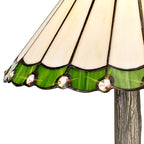 NLK02399 Umbrian 1 Light Tree Like Table Lamp With 30cm Tiffany Shade Green/Chrome/Crystal/Aged Antique Brass