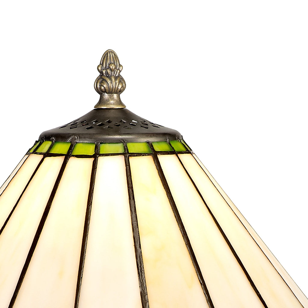 NLK02399 Umbrian 1 Light Tree Like Table Lamp With 30cm Tiffany Shade Green/Chrome/Crystal/Aged Antique Brass