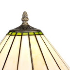 NLK02399 Umbrian 1 Light Tree Like Table Lamp With 30cm Tiffany Shade Green/Chrome/Crystal/Aged Antique Brass