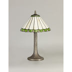 NLK02399 Umbrian 1 Light Tree Like Table Lamp With 30cm Tiffany Shade Green/Chrome/Crystal/Aged Antique Brass
