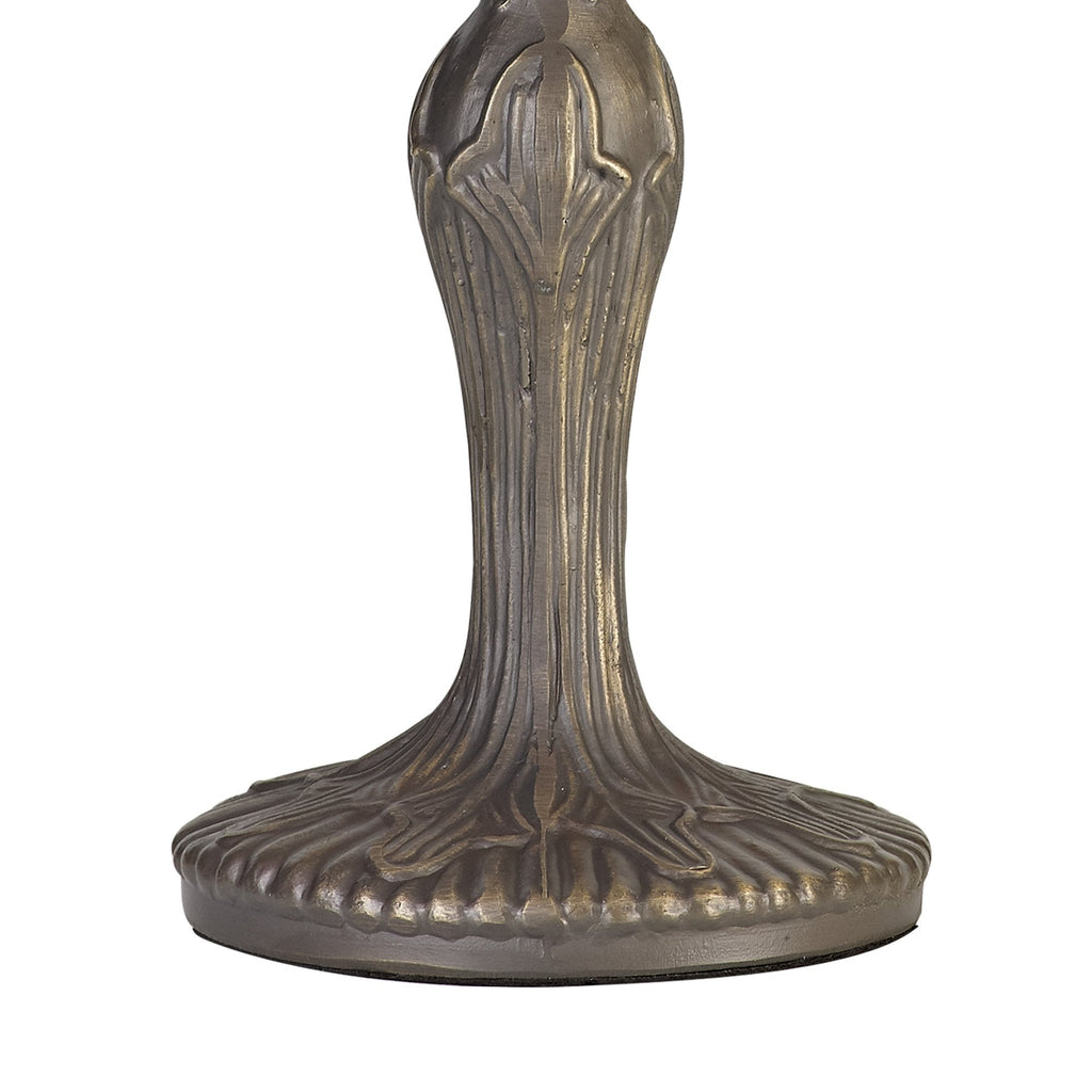 NLK02409 Umbrian 1 Light Curved Table Lamp With 30cm Tiffany Shade Green/Chrome/Crystal/Aged Antique Brass