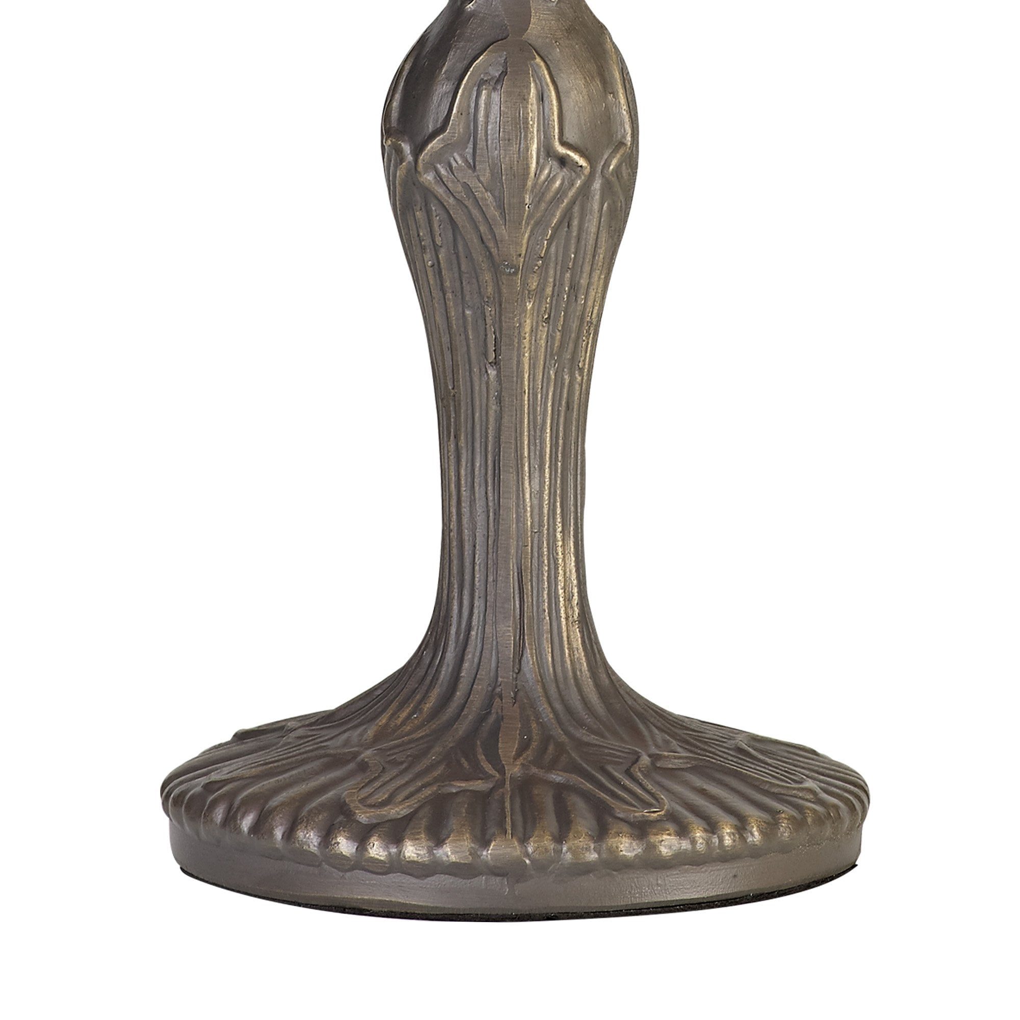 NLK02409 Umbrian 1 Light Curved Table Lamp With 30cm Tiffany Shade Green/Chrome/Crystal/Aged Antique Brass