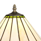 NLK02409 Umbrian 1 Light Curved Table Lamp With 30cm Tiffany Shade Green/Chrome/Crystal/Aged Antique Brass