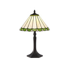 NLK02419 Umbrian 1 Light Octagonal Table Lamp With 30cm Tiffany Shade Green/Chrome/Crystal/Aged Antique Brass