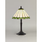 NLK02419 Umbrian 1 Light Octagonal Table Lamp With 30cm Tiffany Shade Green/Chrome/Crystal/Aged Antique Brass