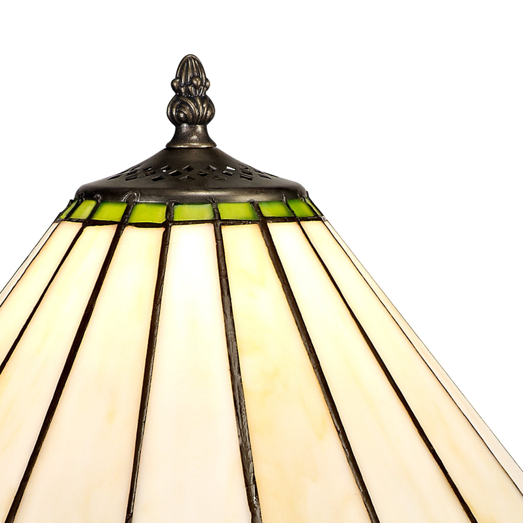 NLK02419 Umbrian 1 Light Octagonal Table Lamp With 30cm Tiffany Shade Green/Chrome/Crystal/Aged Antique Brass