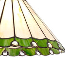 NLK02429 Umbrian 1 Light Down Lighter Pendant With 30cm Tiffany Shade Green/Chrome/Crystal/Aged Antique Brass
