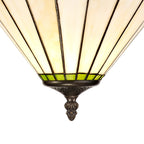 NLK02469 Umbrian 3 Light Semi Ceiling With 30cm Tiffany Shade Green/Chrome/Crystal/Aged Antique Brass