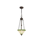 NLK02479 Umbrian 2 Light Up Lighter Pendant With 30cm Tiffany Shade Green/Chrome/Crystal/Aged Antique Brass
