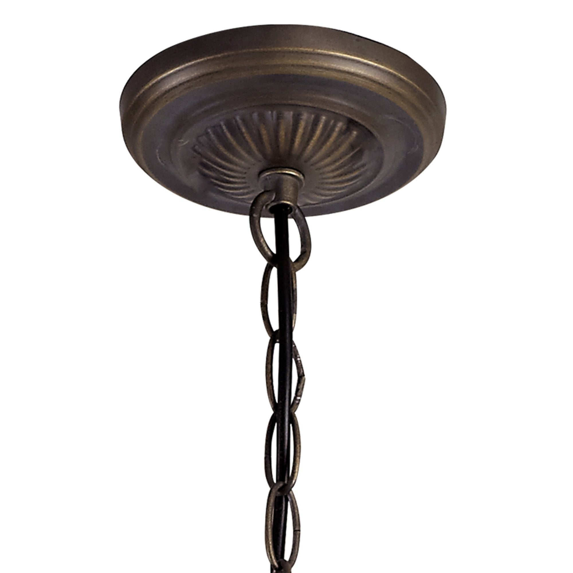 NLK02479 Umbrian 2 Light Up Lighter Pendant With 30cm Tiffany Shade Green/Chrome/Crystal/Aged Antique Brass