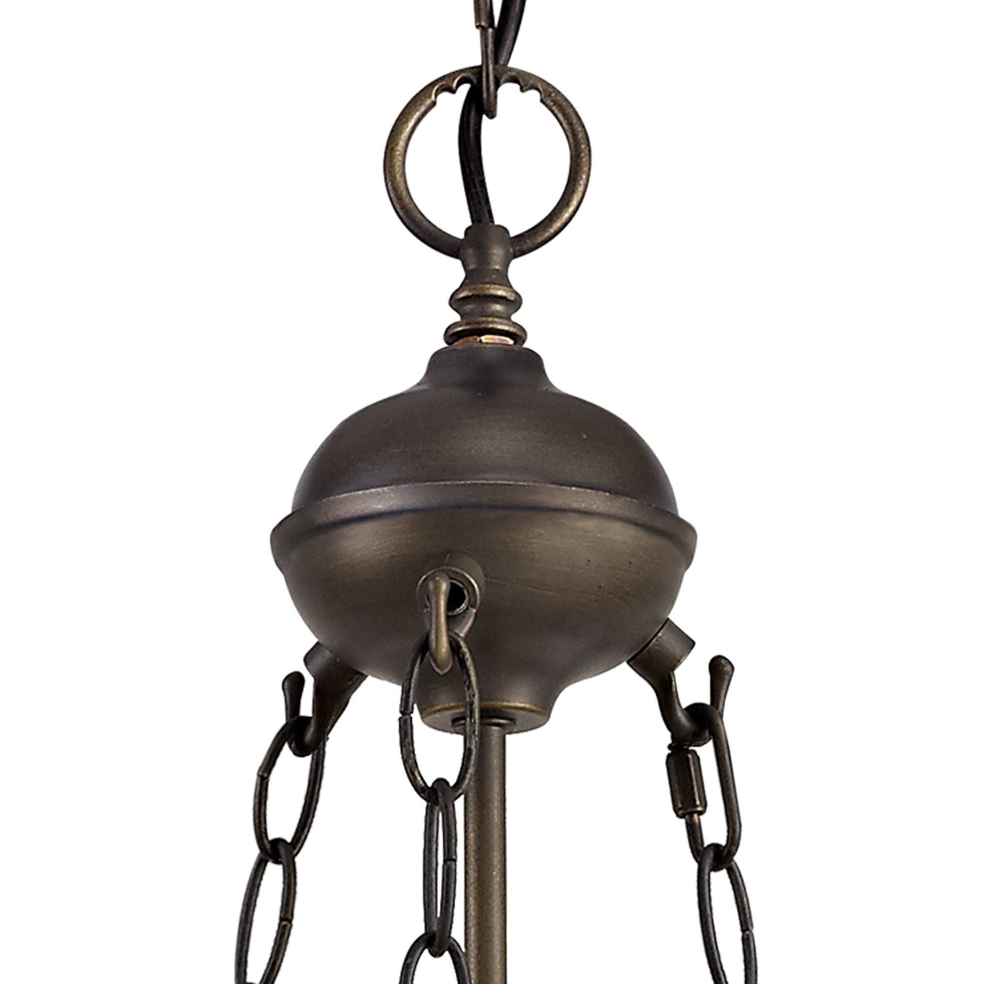 NLK02479 Umbrian 2 Light Up Lighter Pendant With 30cm Tiffany Shade Green/Chrome/Crystal/Aged Antique Brass