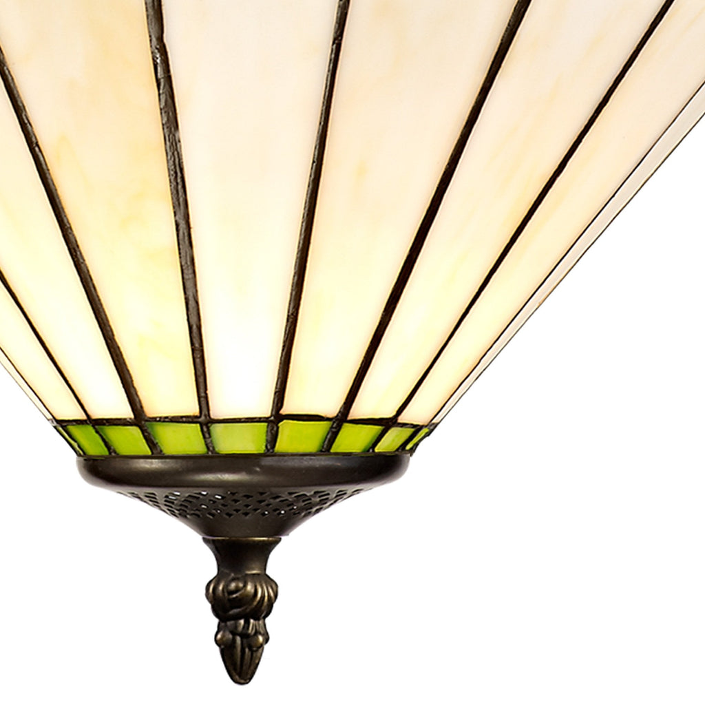 NLK02479 Umbrian 2 Light Up Lighter Pendant With 30cm Tiffany Shade Green/Chrome/Crystal/Aged Antique Brass