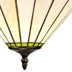 NLK02479 Umbrian 2 Light Up Lighter Pendant With 30cm Tiffany Shade Green/Chrome/Crystal/Aged Antique Brass
