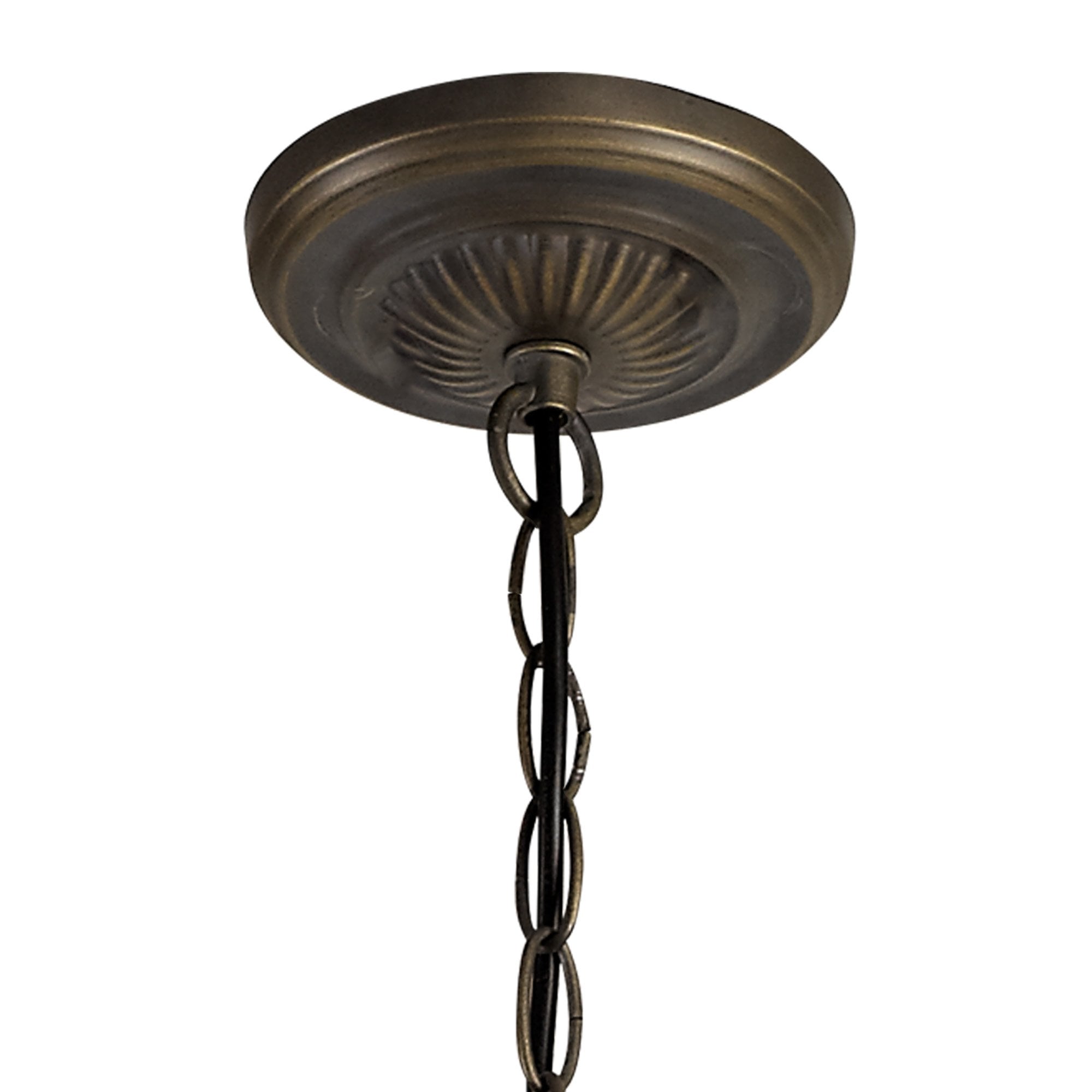 NLK02489 Umbrian 3 Light Up Lighter Pendant With 30cm Tiffany Shade Green/Chrome/Crystal/Aged Antique Brass