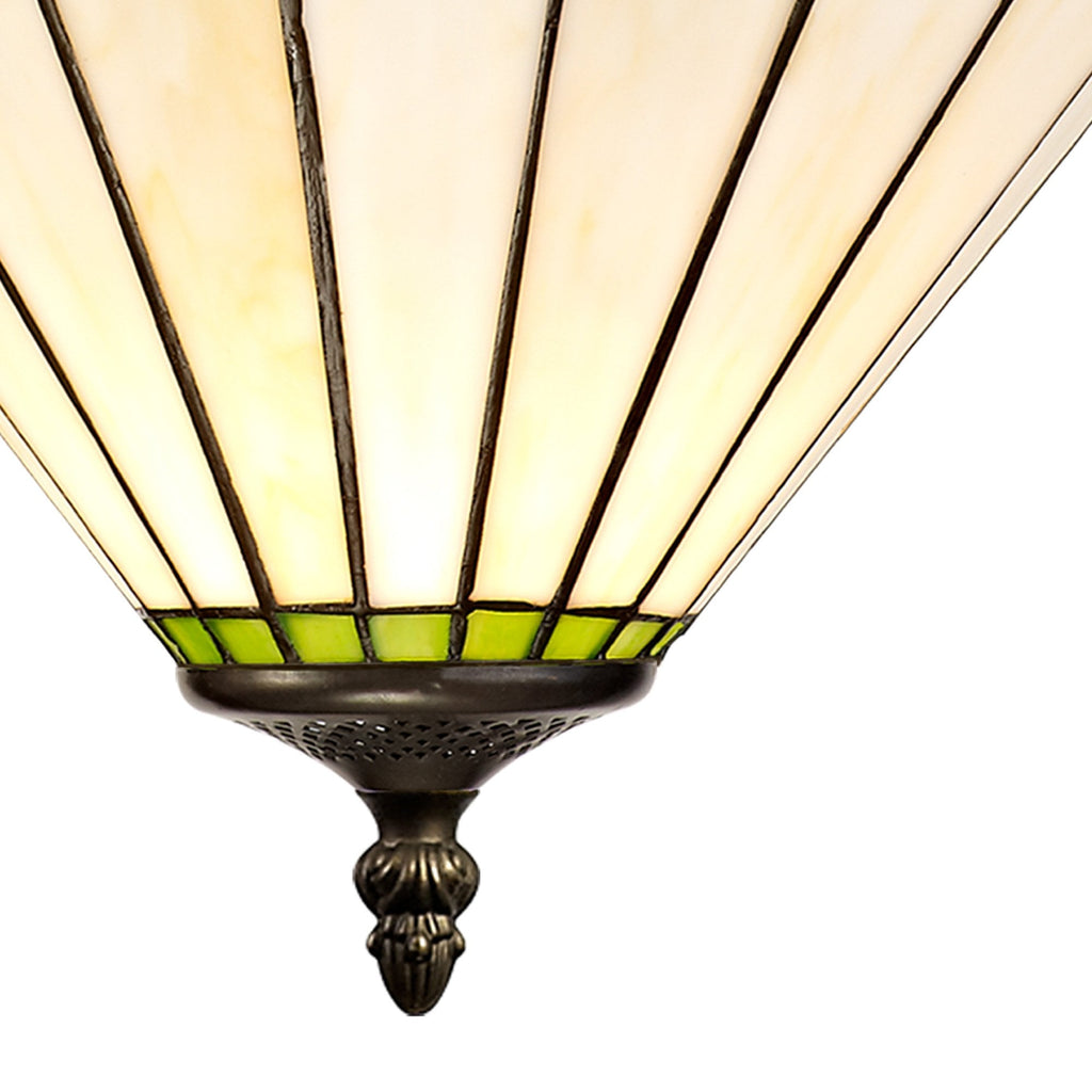 NLK02489 Umbrian 3 Light Up Lighter Pendant With 30cm Tiffany Shade Green/Chrome/Crystal/Aged Antique Brass