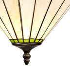 NLK02489 Umbrian 3 Light Up Lighter Pendant With 30cm Tiffany Shade Green/Chrome/Crystal/Aged Antique Brass