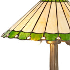NLK02499 Umbrian 2 Light Tree Like Table Lamp With 40cm Tiffany Shade Green/Chrome/Crystal/Aged Antique Brass