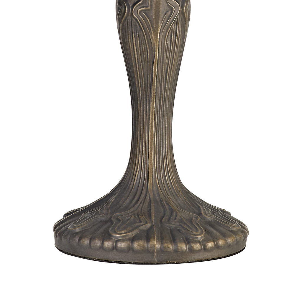 NLK02509 Umbrian 2 Light Curved Table Lamp With 40cm Tiffany Shade Green/Chrome/Crystal/Aged Antique Brass