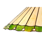 NLK02509 Umbrian 2 Light Curved Table Lamp With 40cm Tiffany Shade Green/Chrome/Crystal/Aged Antique Brass